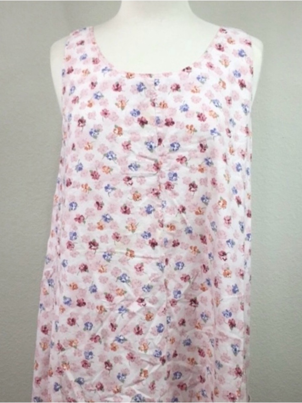 Vintage Women's Light Pink Floral Sleeveless Midi Dress Size Large Cottagecore - Picture 4 of 7